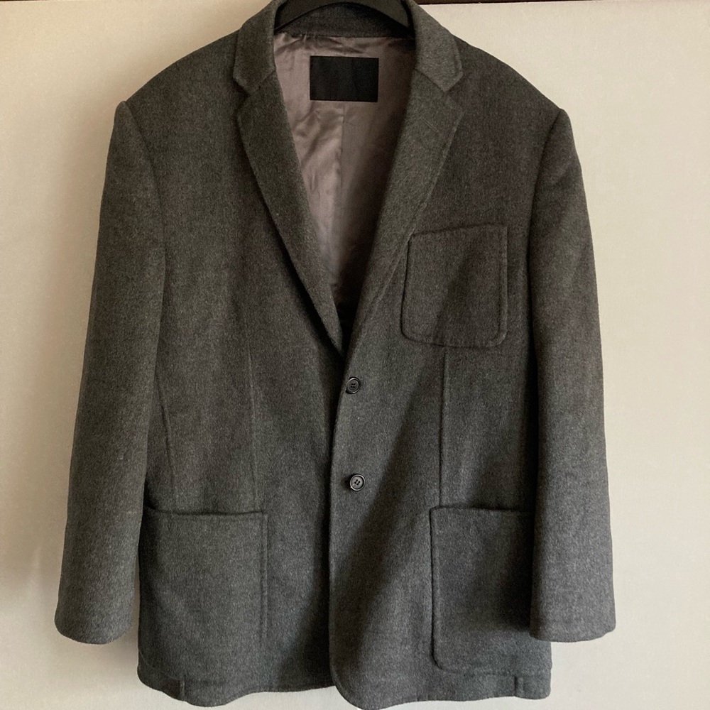 Nicole Farhi Gray Rabbit & Wool Soft Single Breasted Blazer Jacket, Sz 42/XL